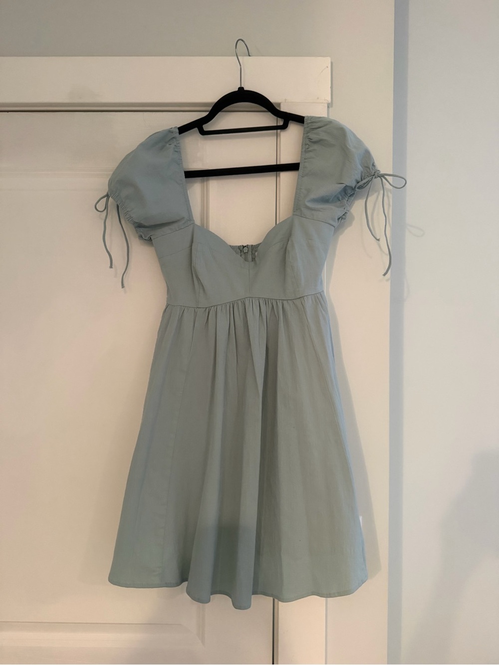 Abercrombie & Fitch Light Blue Puff-Sleeve Square Neck Kids Dress